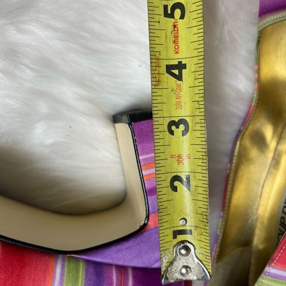 Coup D’etat Multi color 3” slip on fabric shoes square toe size11M - Picture 8 of 11